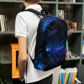 Space Galaxy Backpack, Blue Purple Premium Water Resistant Premium Bag- Made in USA
