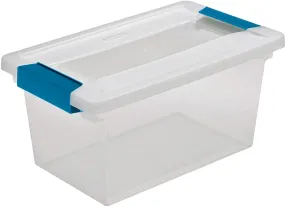 Sterilite 19628604 Clip Box, Plastic, Blue Aquarium/Clear, 11 in L, 6-5/8 in W, 5-3/8 in H :EA: QUANTITY: 4