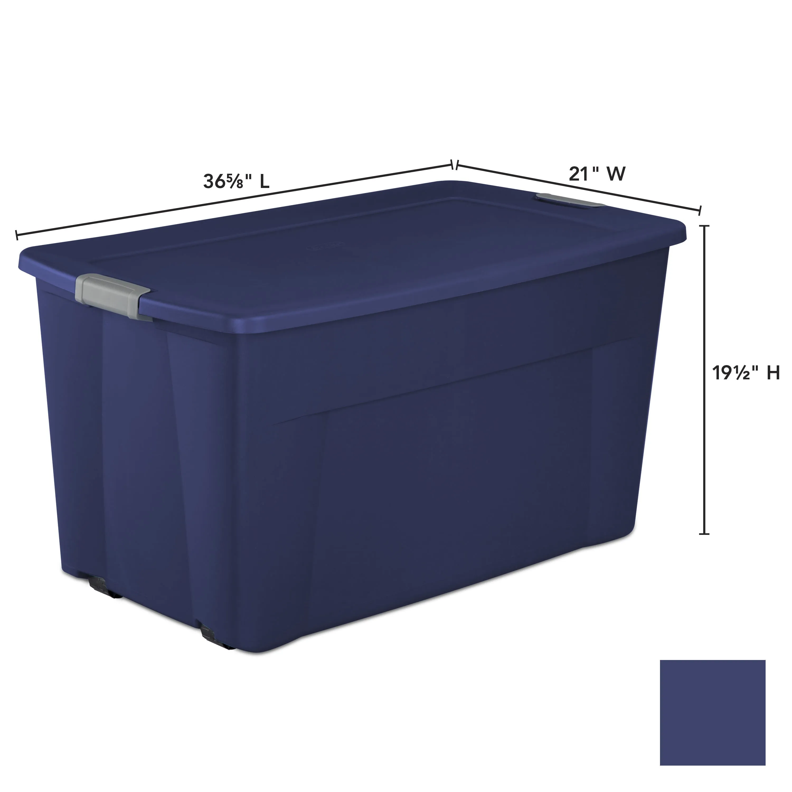 Sterilite 45 Gallon Wheeled Latch Tote Plastic, Stadium Blue