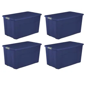 Sterilite 45 Gallon Wheeled Latch Tote Plastic, Stadium Blue