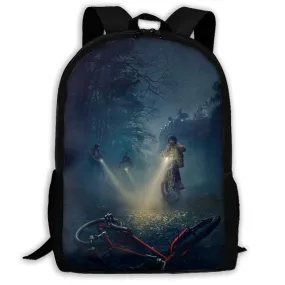 Stranger Things Pattern Backpack, Lightweight Multi-Function College School laptop Bookbag Navy Black