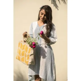 Sunshine Woven Yellow Wooden Handle Bag