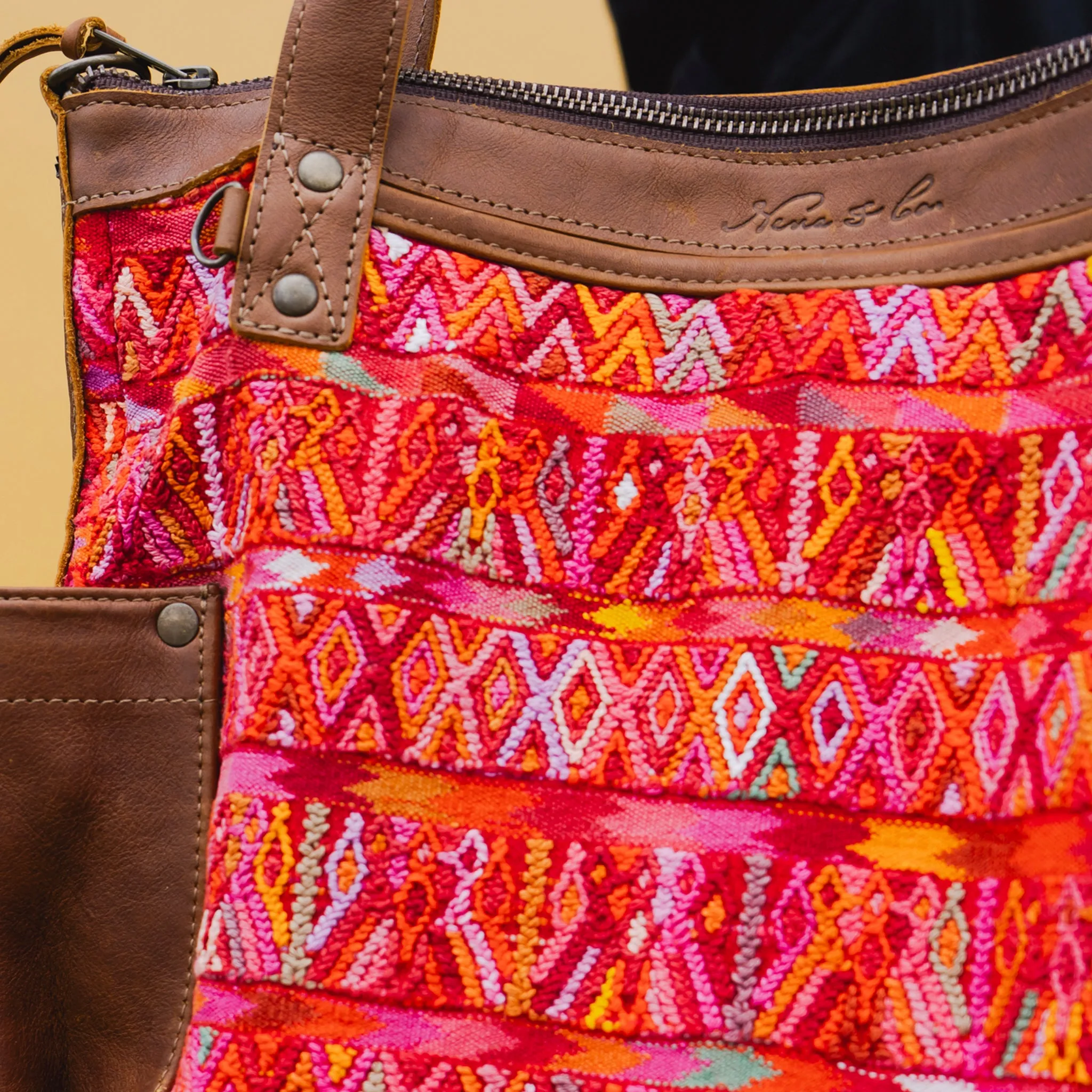 THE MEDIUM PERFECT BAG - OOAK HUIPIL - CAFE - NO. 12721
