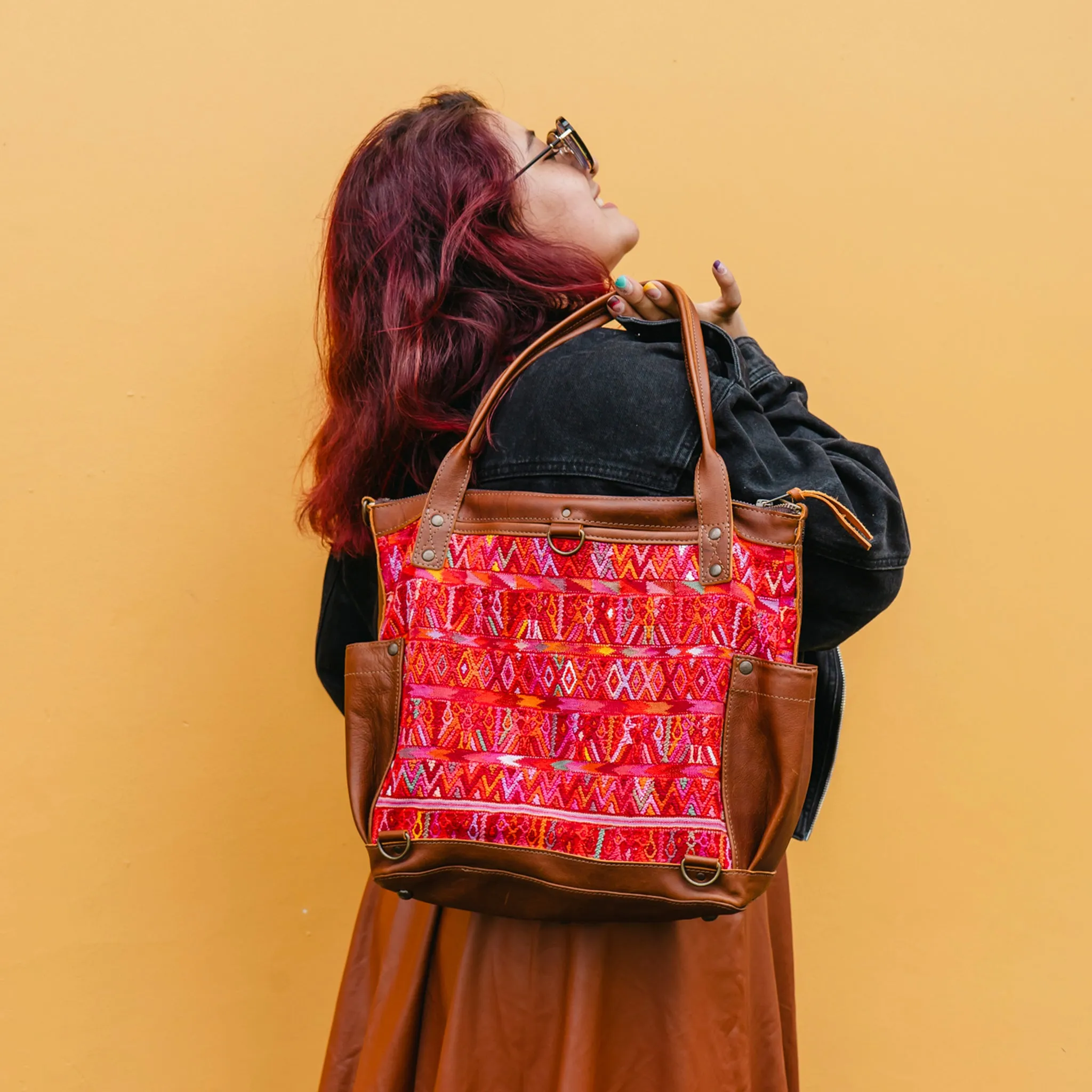 THE MEDIUM PERFECT BAG - OOAK HUIPIL - CAFE - NO. 12721