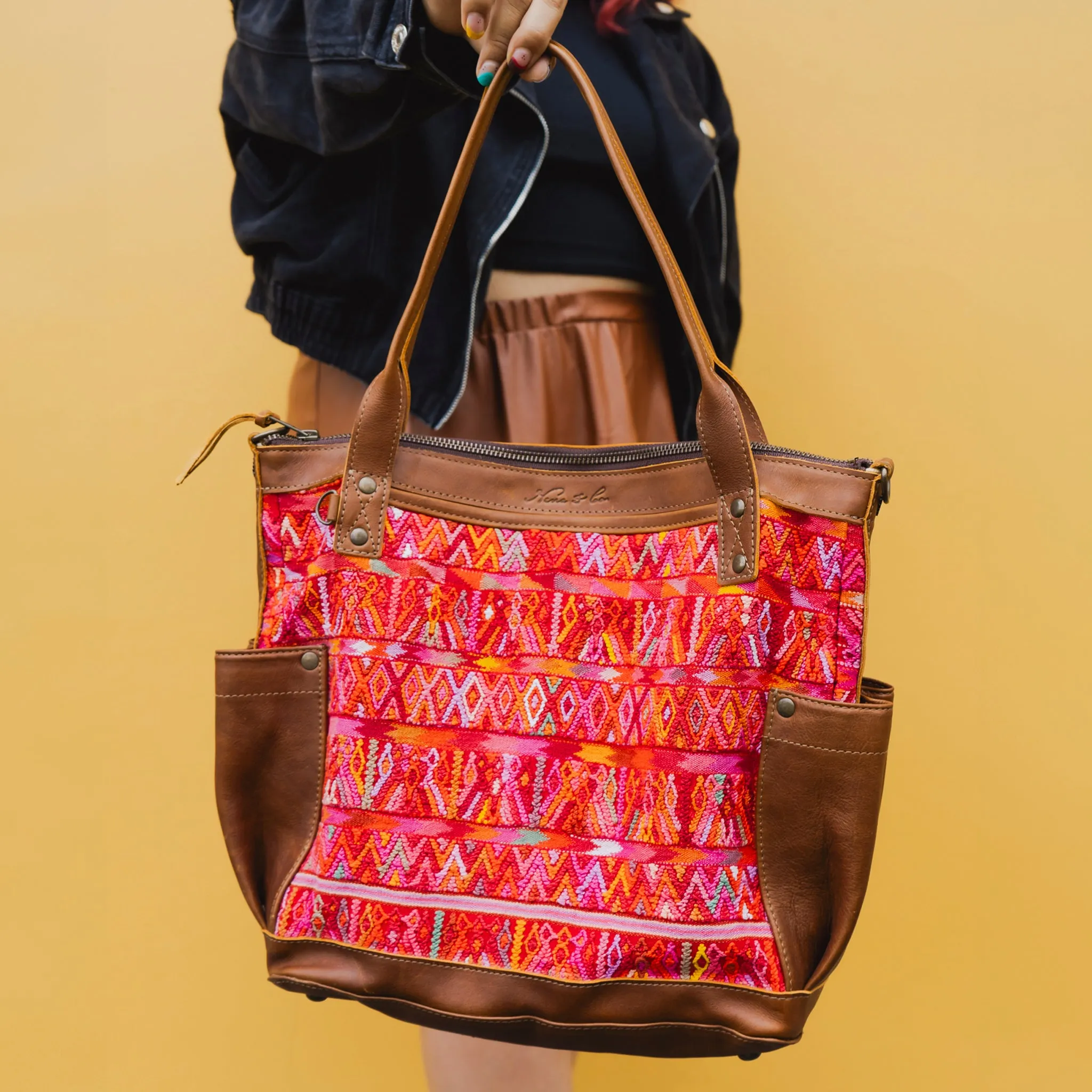 THE MEDIUM PERFECT BAG - OOAK HUIPIL - CAFE - NO. 12721
