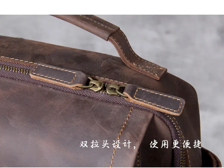 Unisex Vintage Handmade Crazy Horse Genuine Leather Laptop Backpack