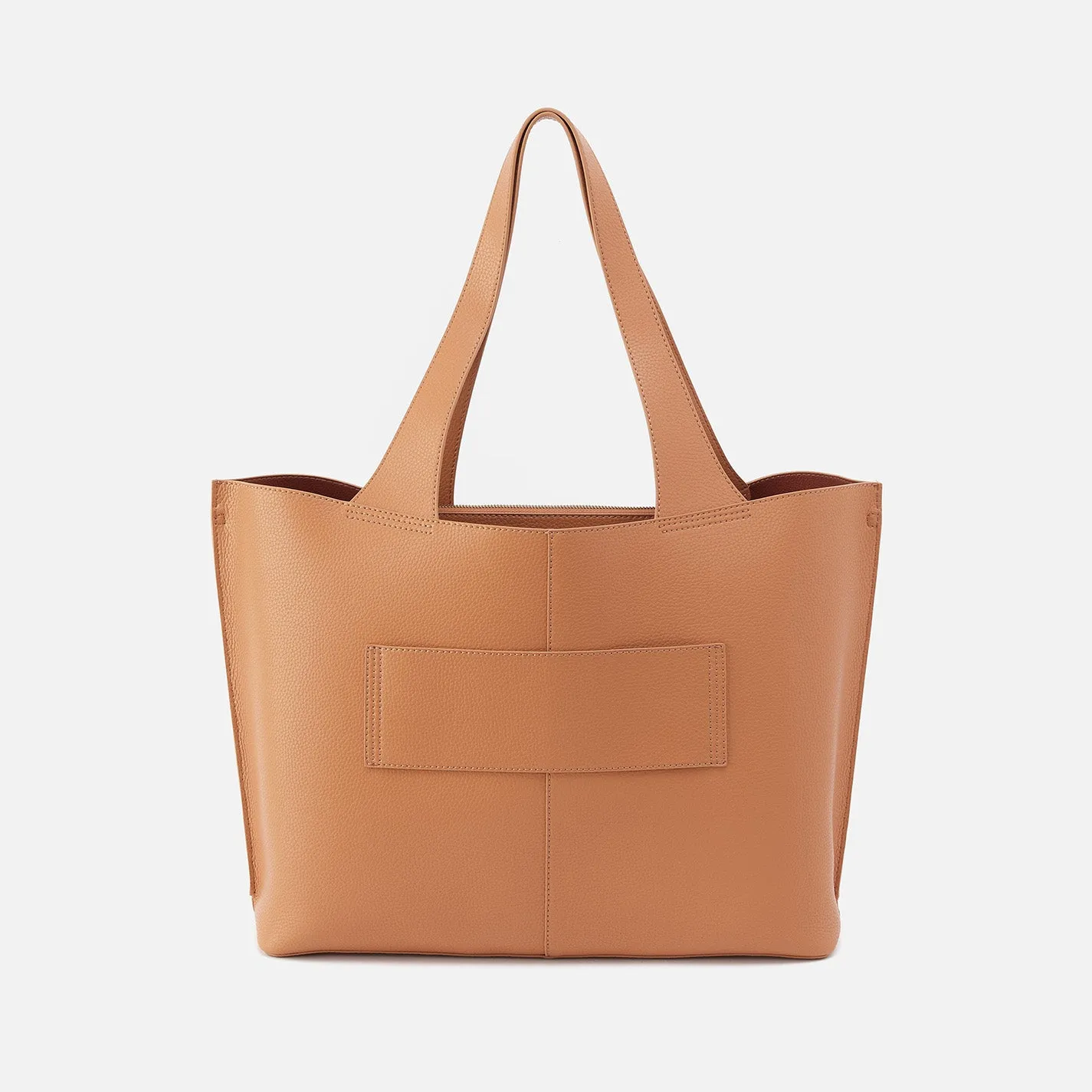 Vida Large Tote In Micro Pebbled Leather - Biscuit