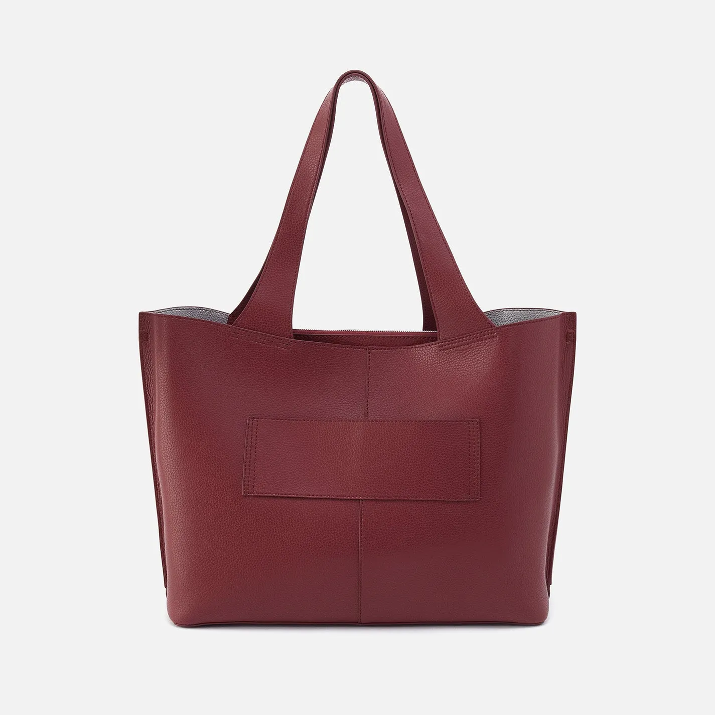 Vida Large Tote In Micro Pebbled Leather - Port And Silver