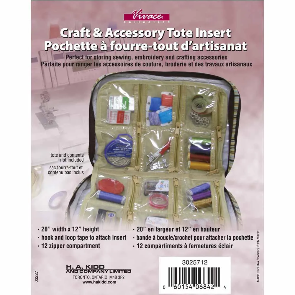 VIVACE Craft Tote Inserts 12 Pockets Beige - 30 x 51cm (12″ x 20″)