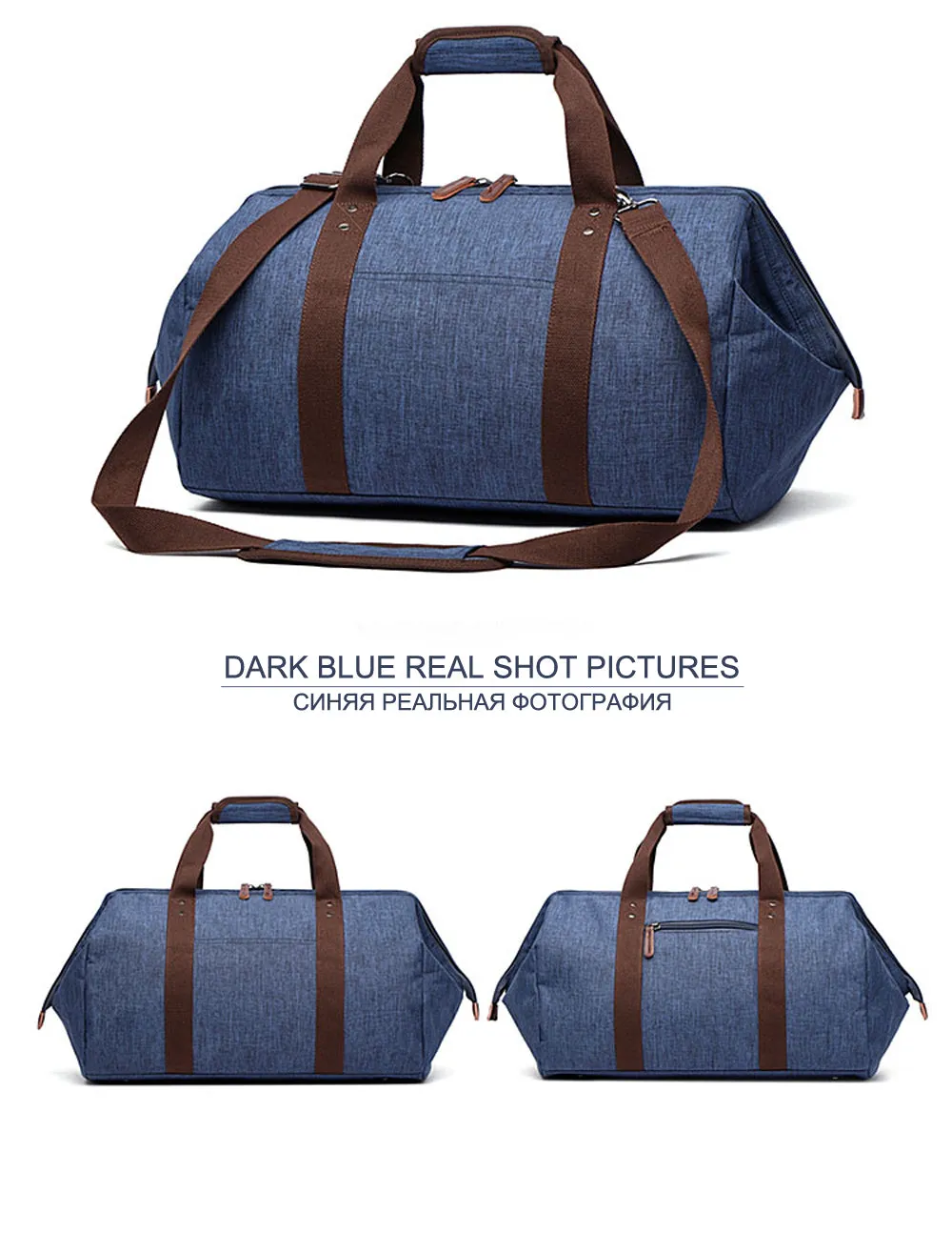 Waterproof Large Capacity Business Travel Duffle Bags - Black,Brown,Gray,ArmyGreen,Dark blue