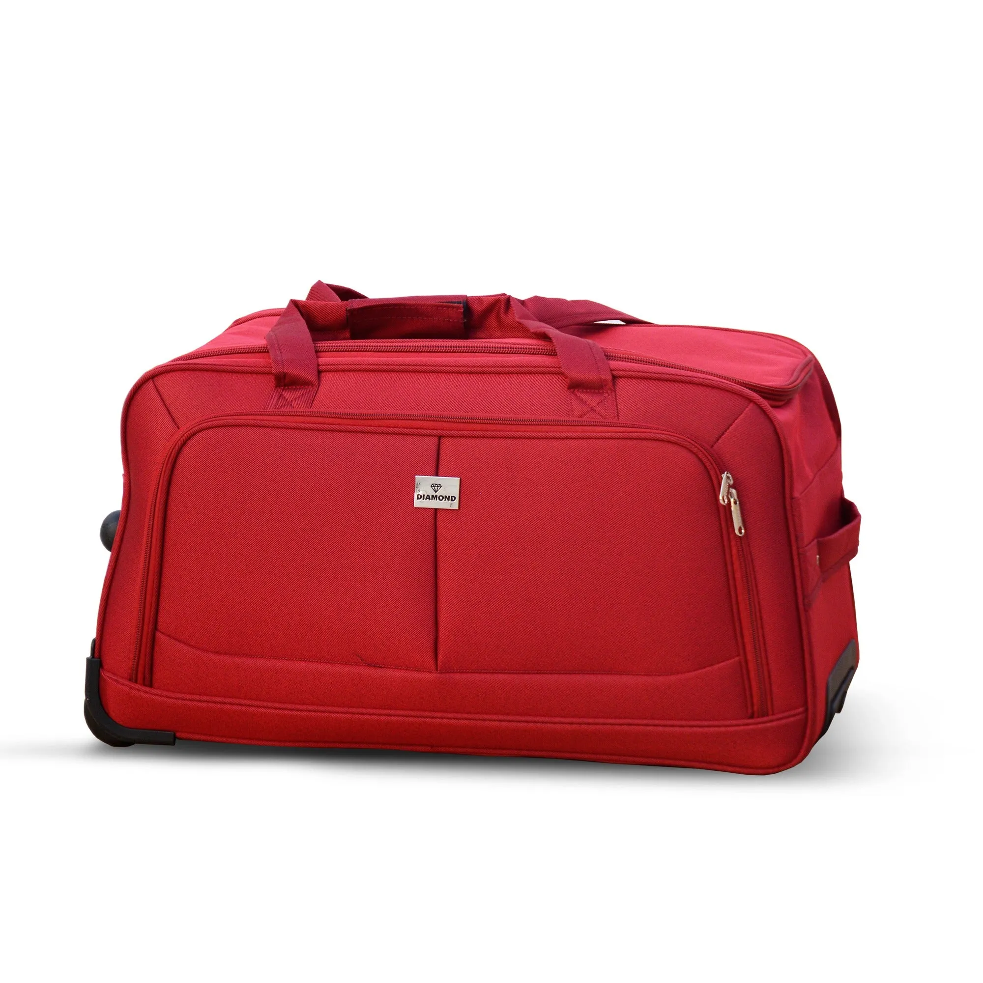 Wheeled Red Material Duffel Bag | Carry On Travel Bag with Wheel