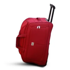 Wheeled Red Material Duffel Bag | Carry On Travel Bag with Wheel