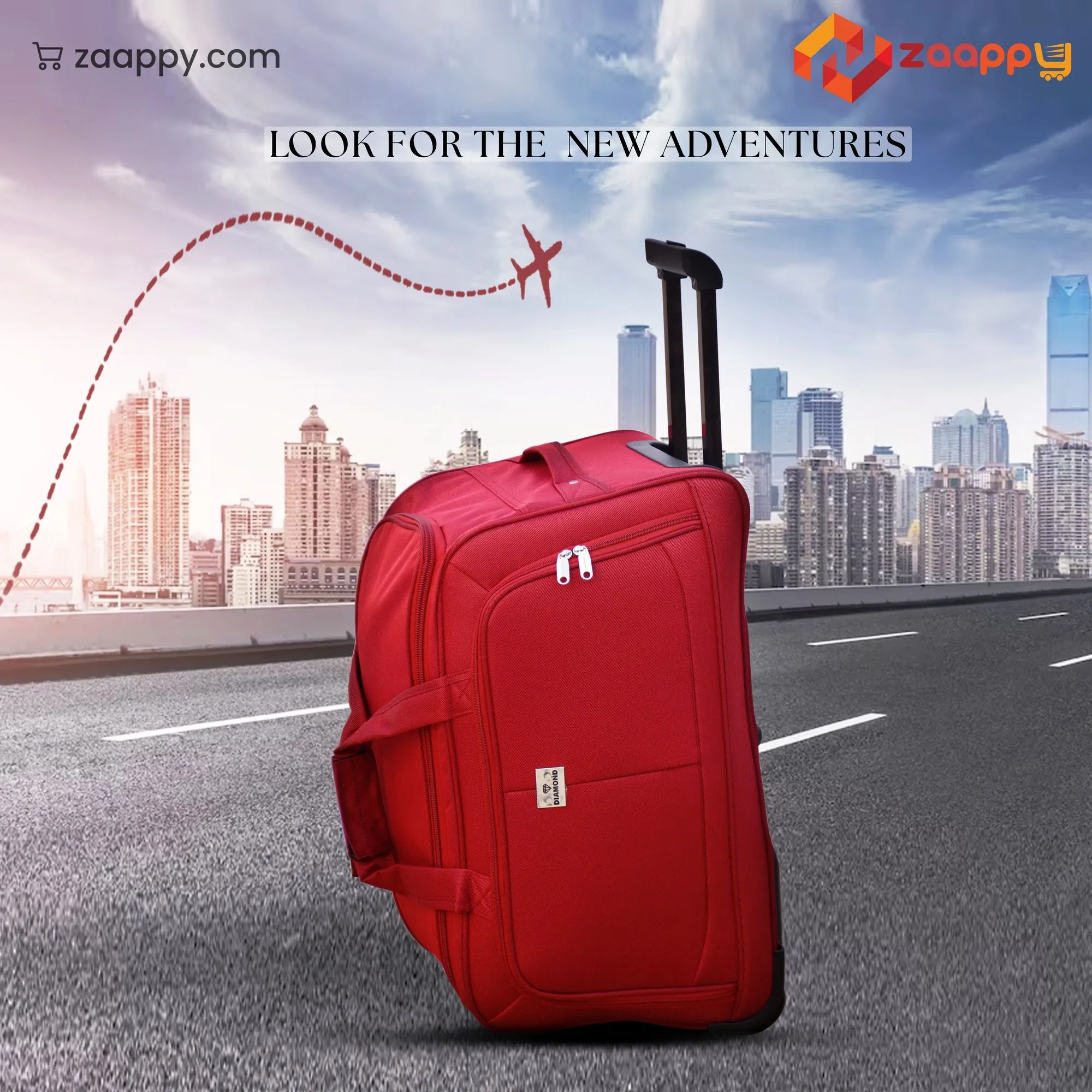 Wheeled Red Material Duffel Bag | Carry On Travel Bag with Wheel