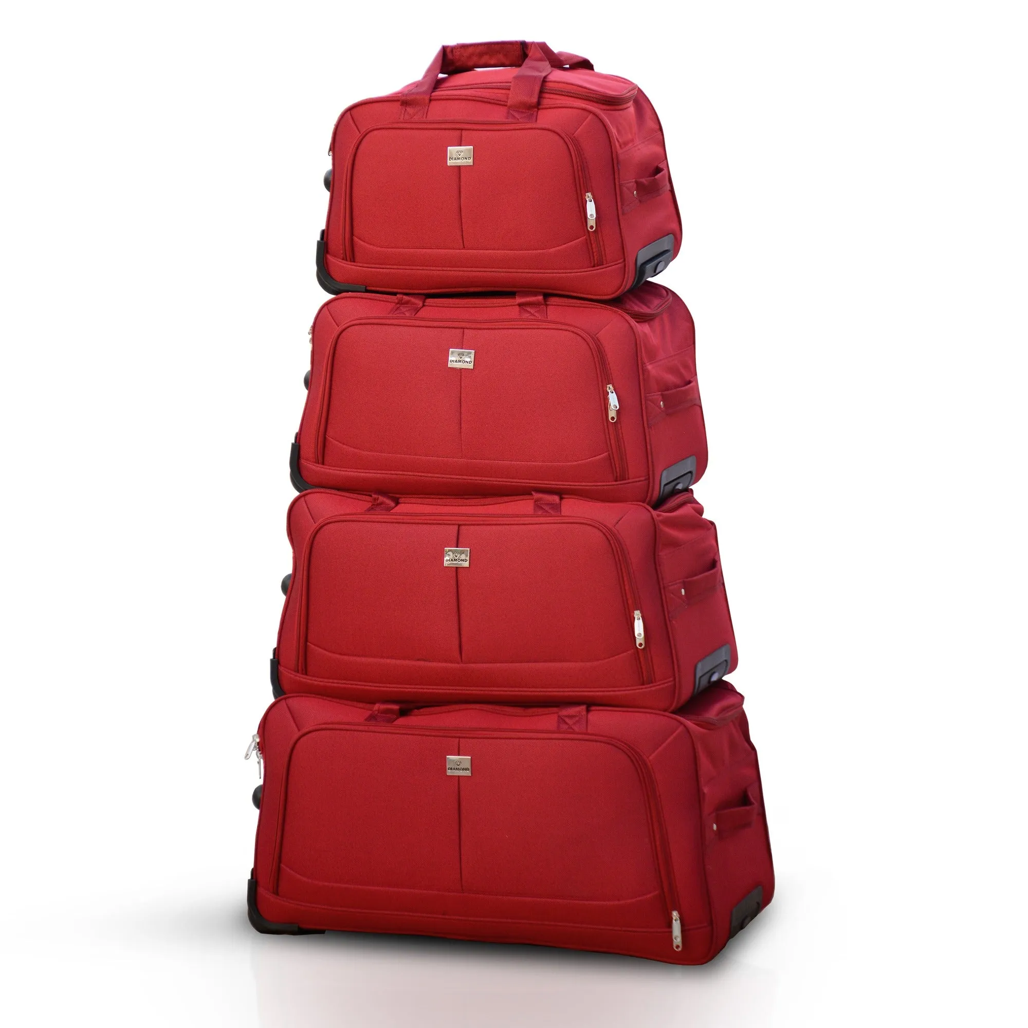 Wheeled Red Material Duffel Bag | Carry On Travel Bag with Wheel