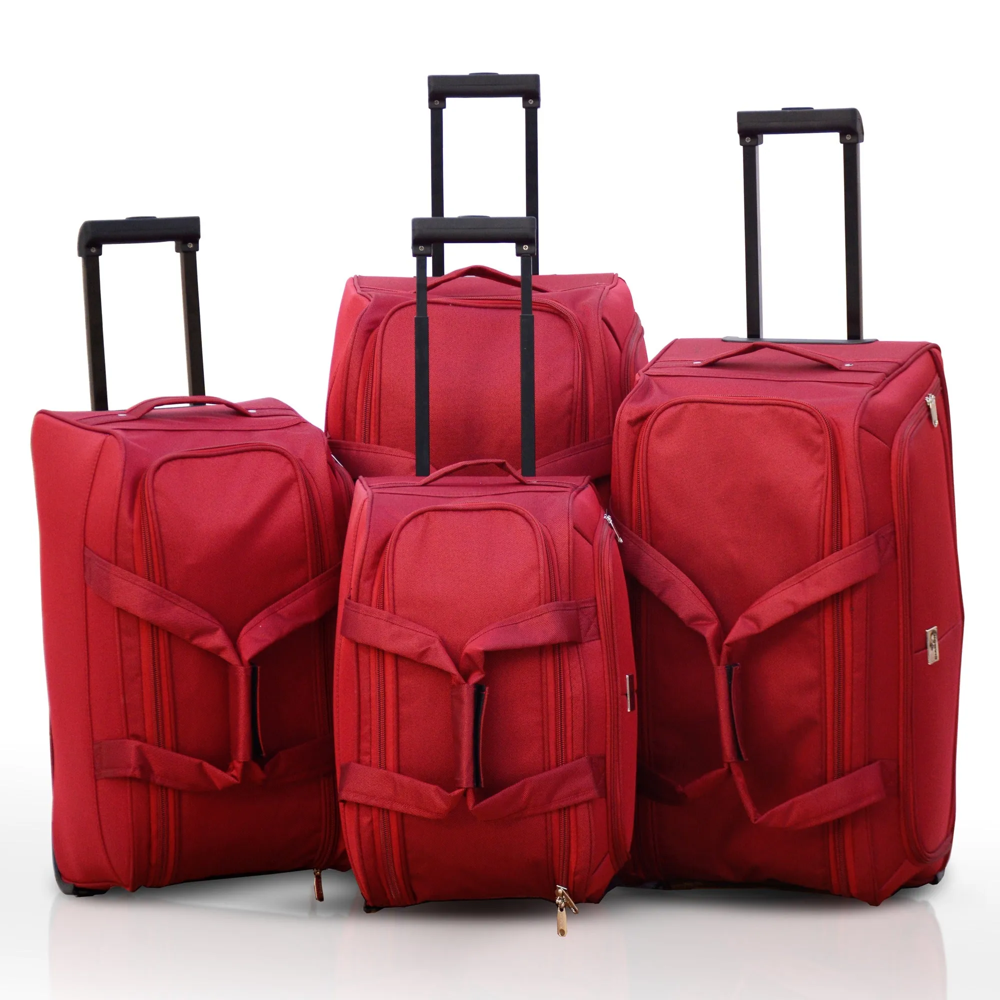 Wheeled Red Material Duffel Bag | Carry On Travel Bag with Wheel