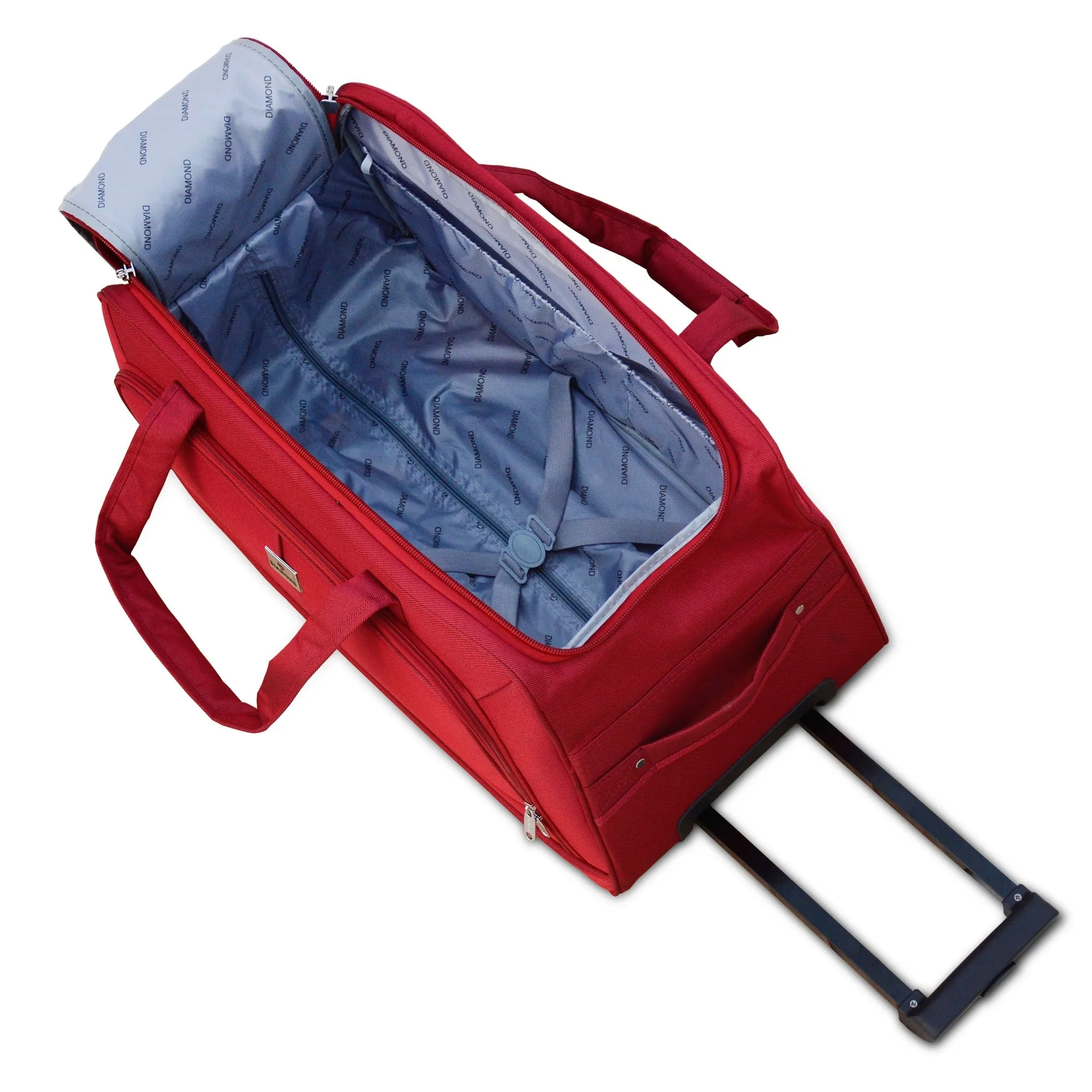 Wheeled Red Material Duffel Bag | Carry On Travel Bag with Wheel